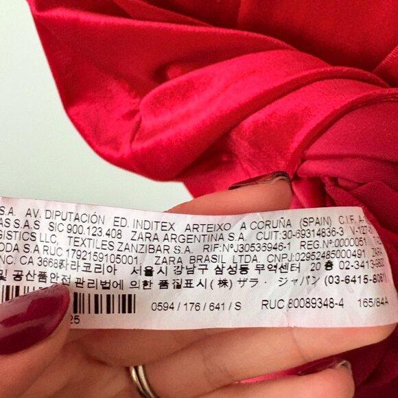 Zara Velvet Tube Dress Off Shoulder Crossover Red Size Small - Picture 11 of 12